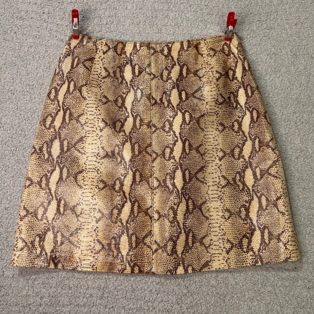 Hugo Buscati Skirt Leather Snakeskin 2 Brown Y2K Vintage 90s Indie Sleaze Mini